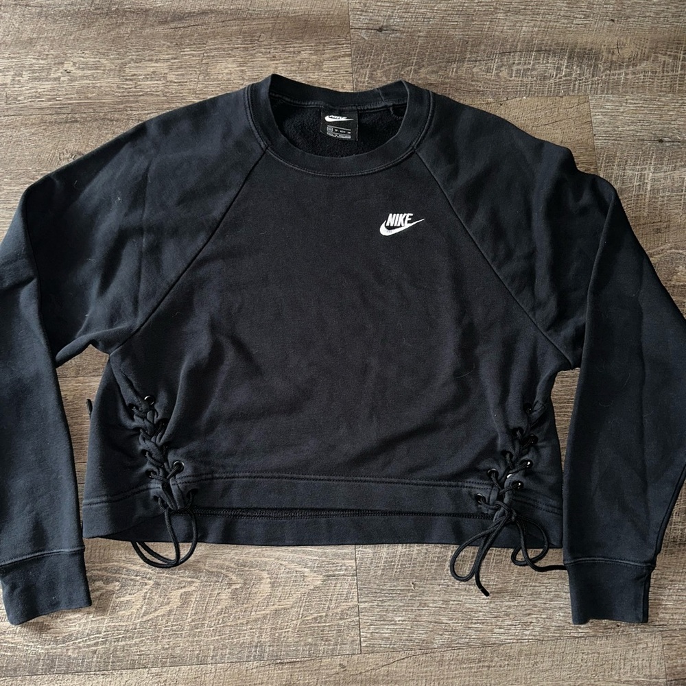 Nike Women's Black Lace-Up Sweatshirt